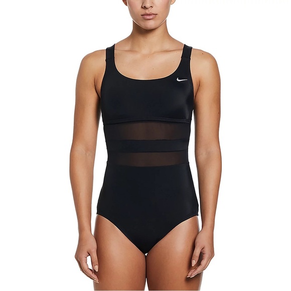 NWT Women’s NIKE V-Back one piece black swimsuit- Size XS - Picture 1 of 8